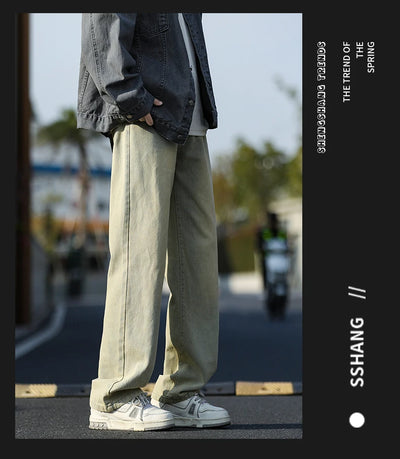 2025 New Men's Baggy Casual Jeans Male High Street Straight Leg Denim Pants American Classic Retro Autumn Casual Long Trousers