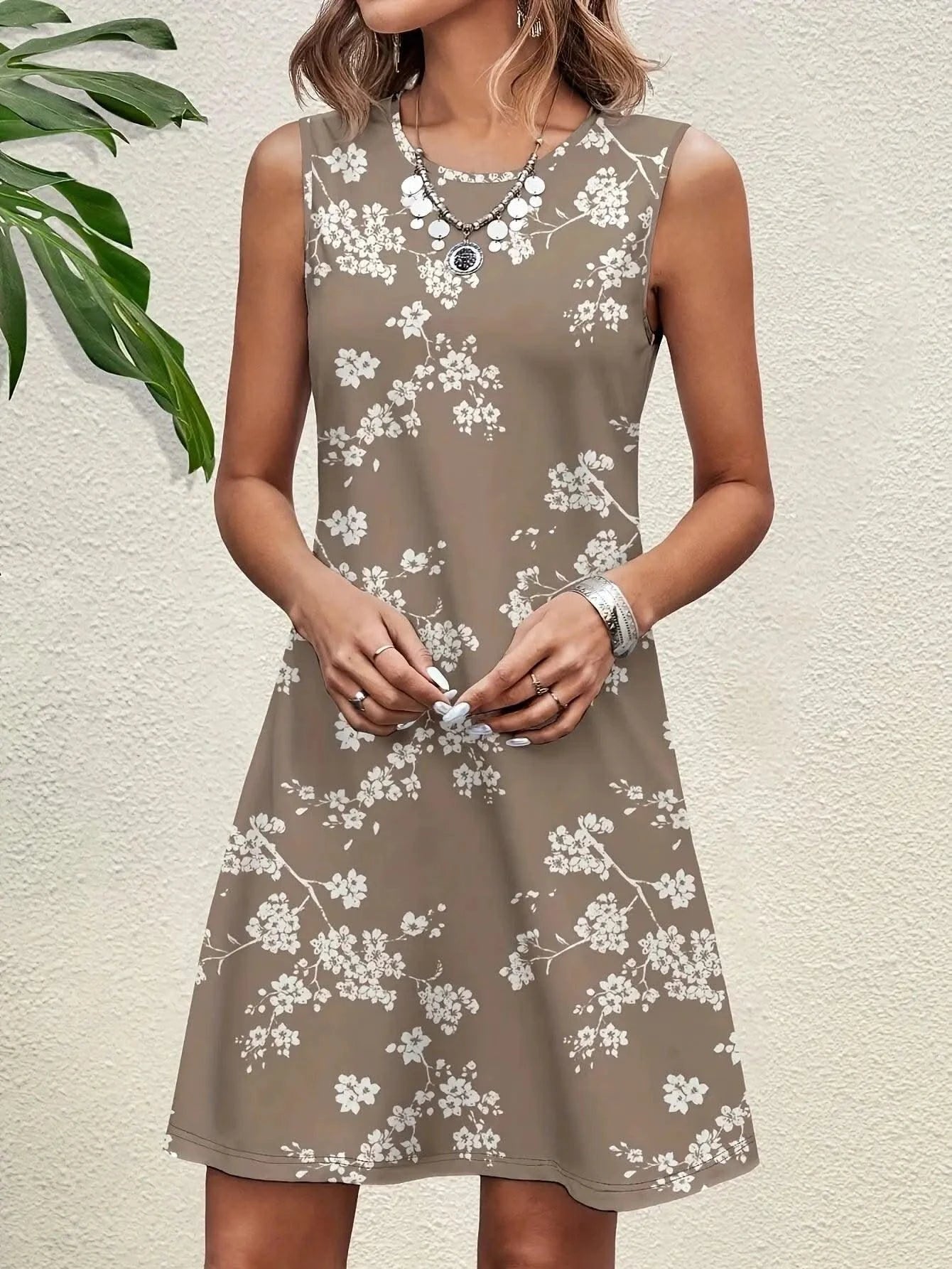 Floral Print Elegant Midi Tank Dresses For Women