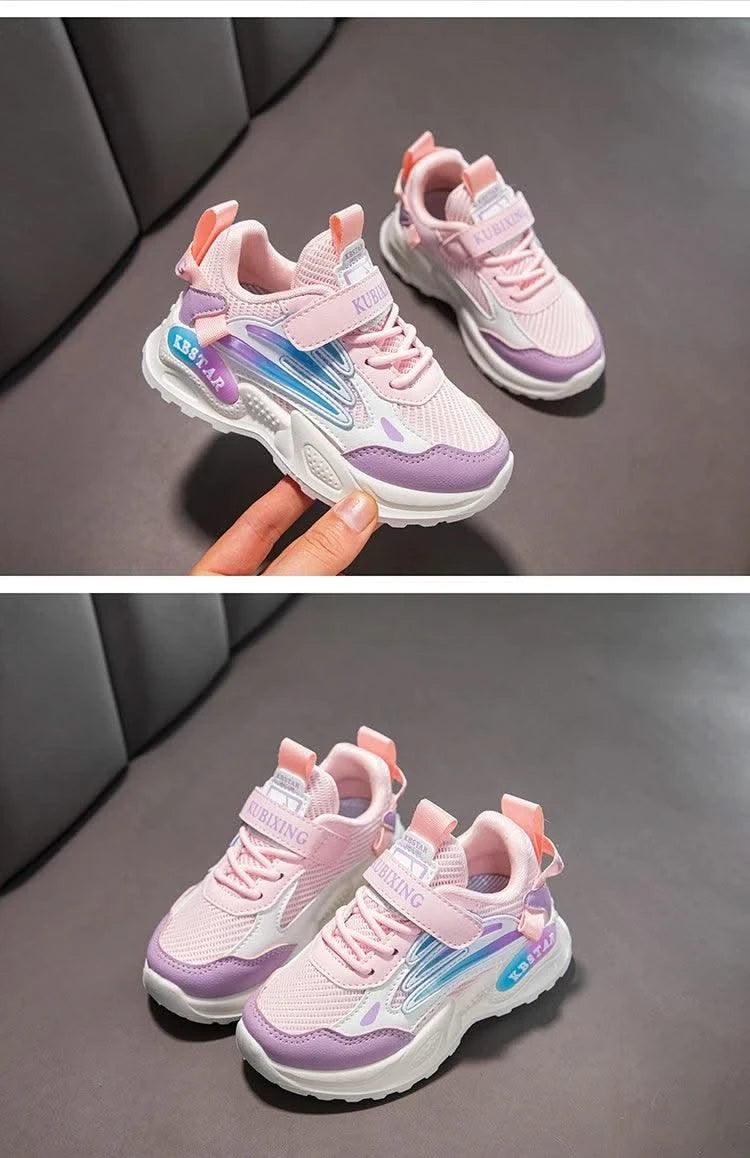 Children's Sports Shoes for Boys Girls Running Sneakers Air Mesh Fashion Classic Boys Casual Shoes Breathable White Blue Pink