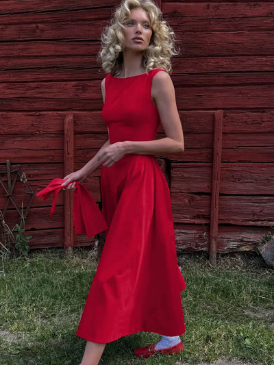 Dulzura Sexy Elegant Midi Dress Backless Solid Ruched Women Luxury Dresses Lady Evening Party Birthday Club Summer Y2K Clothes