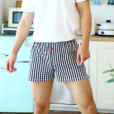 Men's Cotton Arrow Boxers Casual Plaid Elastic Waist Underwear Summer Loose Breathable Beach Pants Boxer Shorts Youth Panties