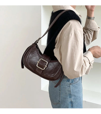 Fashion Handbags For Women Half-moon Leather Hasp lady Shoulder Crossbody Bag Luxury Designer Ladies Underarm Bags Hobo coffee