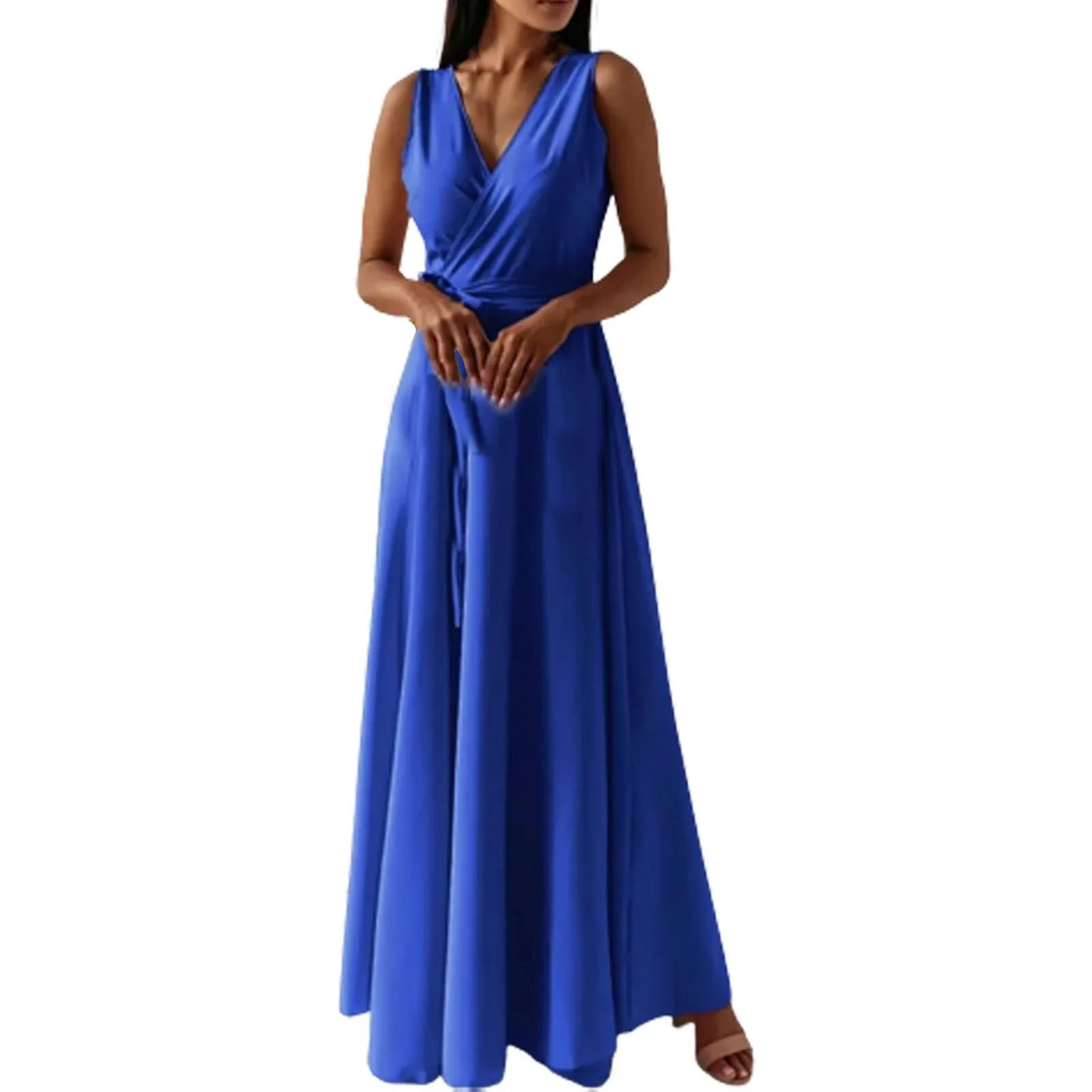 Women's Elegant Solid long dresses Casual Sleeveless High Waist Sexy Evening Formal dresses Fit And Flare Dresses For Women