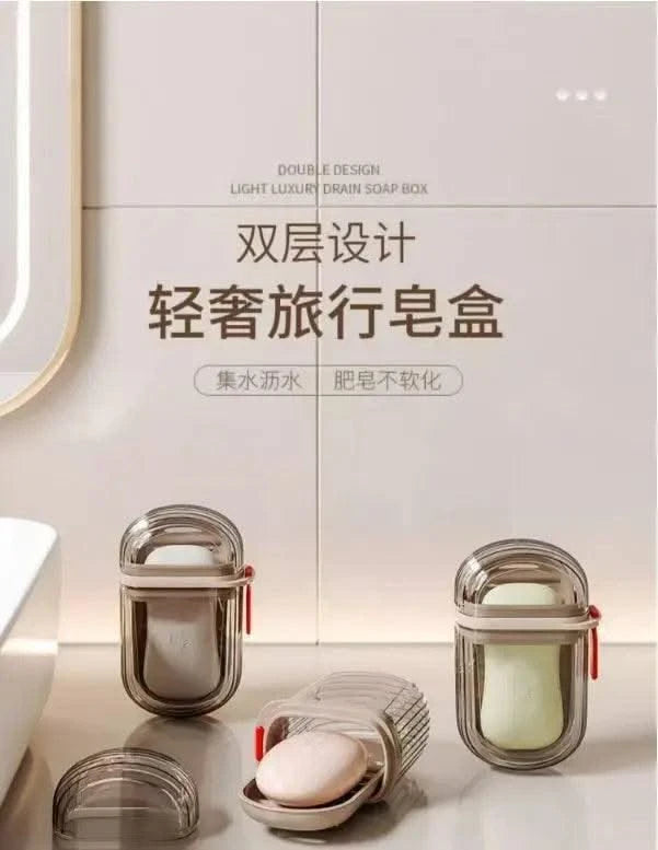 Soap Dish with Drain WaterLuxury Travel Soap Case Sealed Portable Container Mini Soap Box Compact Storage for Business Trips