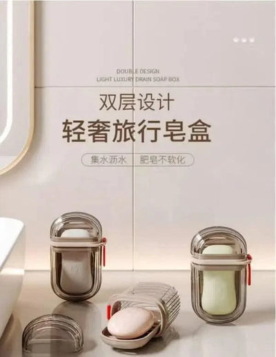 Soap Dish with Drain WaterLuxury Travel Soap Case Sealed Portable Container Mini Soap Box Compact Storage for Business Trips