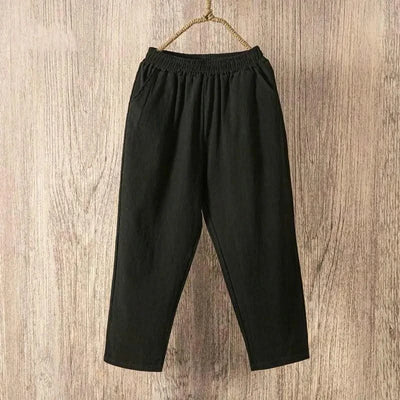 Activewear Women Summer Elastic Waist Cotton Linen Pants
