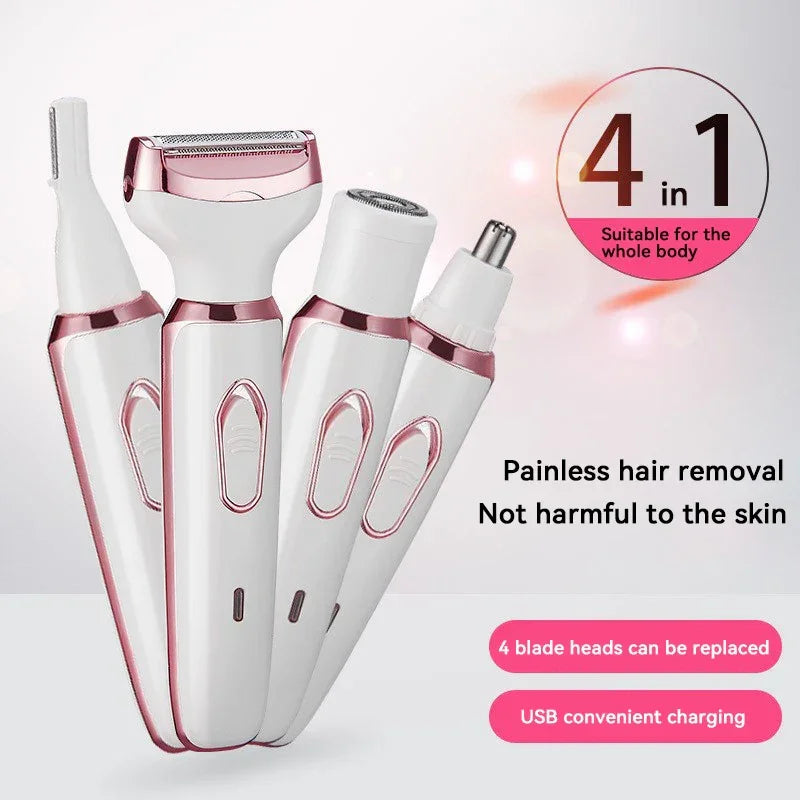 2025 4 In 1 Electric Lady Shaver Body Hair Removal Epilator Painless Cordless Trimmer Razor Gifts For Women 2025 - Elanique