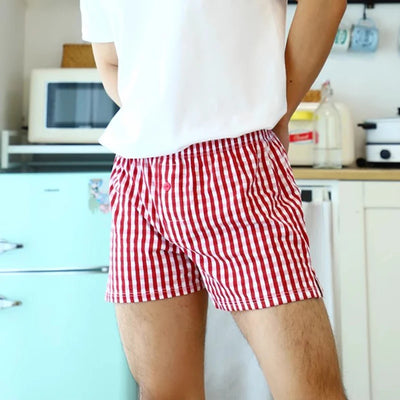 Men's Cotton Arrow Boxers Casual Plaid Elastic Waist Underwear Summer Loose Breathable Beach Pants Boxer Shorts Youth Panties