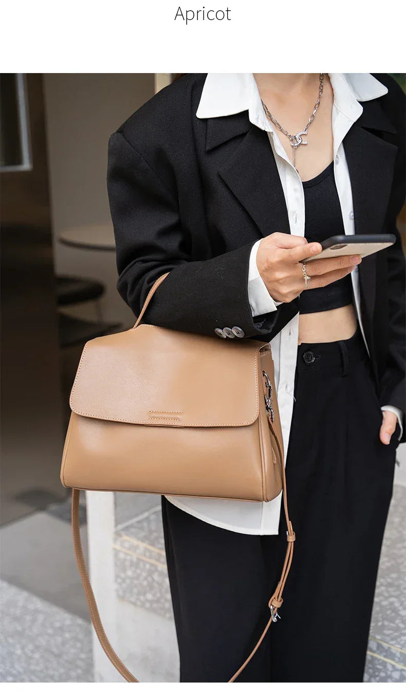 Women's Cowhide Genuine Leather Shoulder Bag Female Fashion Luxury Designer Handbags Ladies Commuting Large Capacity Bucket Bags