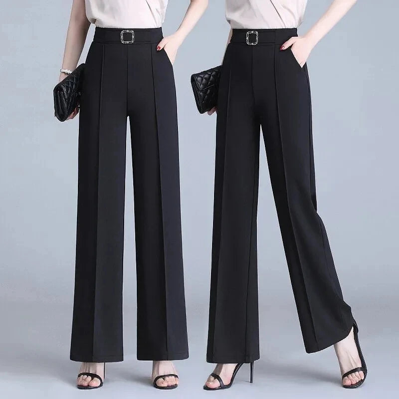 High Waist Wide Leg Pants Women Spring Autumn New Drop Feel Relaxed Straight Suit Pants Fashion Wild Casual Trousers White Black