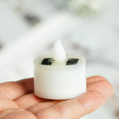 Solar Candle Tea Lamp Smokeless Simulation LED Electronic Candle Lamp Outdoor Christmas Halloween Tea Wax