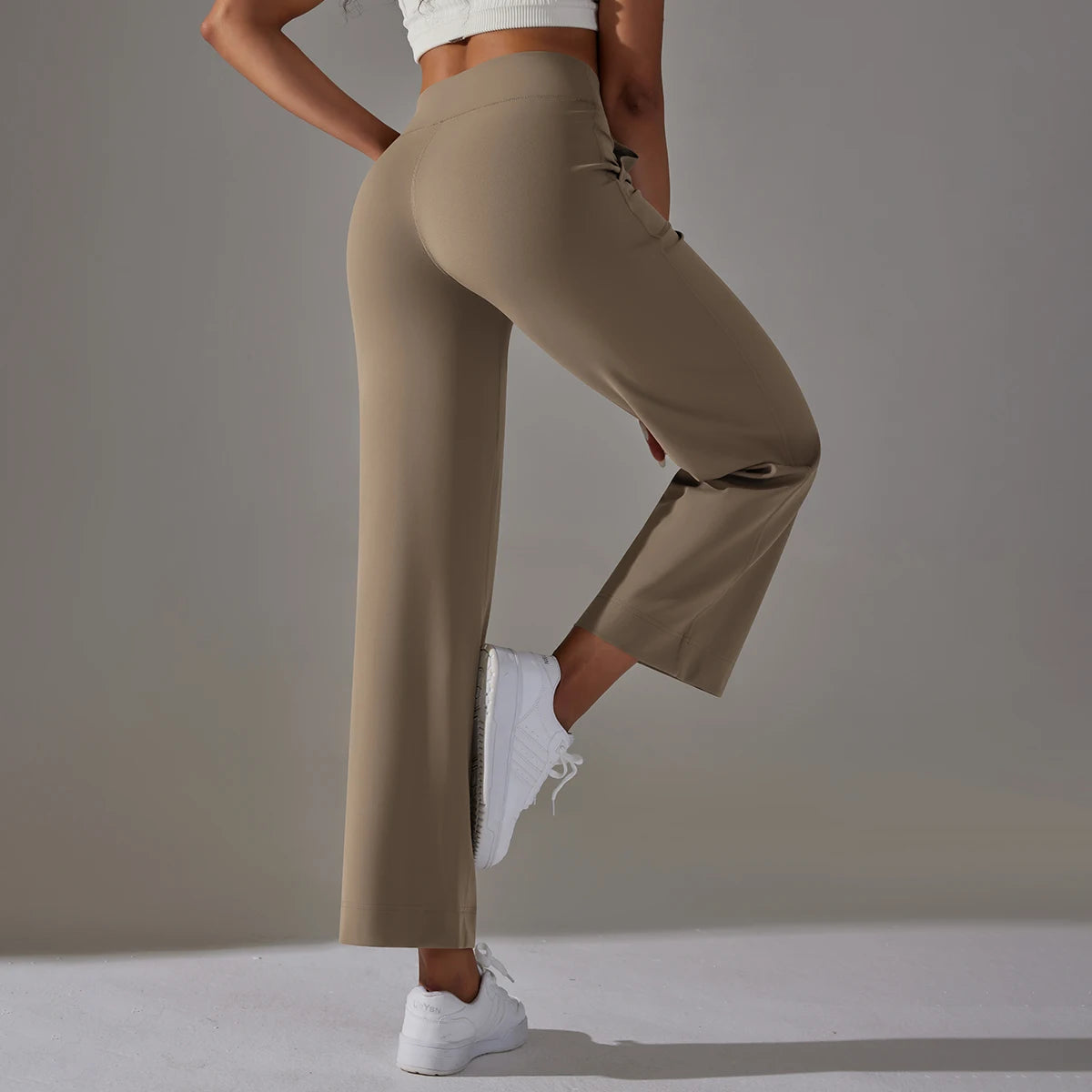 Wide Leg Pants With Pockets Women's Loose Yoga High Waist Legging Drawstring Outdoor Casual Jogging Gym Sports Flare Pants