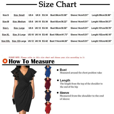 Sexy Summer Dress Cocktail Faux Wrap Deep V Neck Ruffle Sleeve Ruched Party Work Formal Wedding Dresses for Women