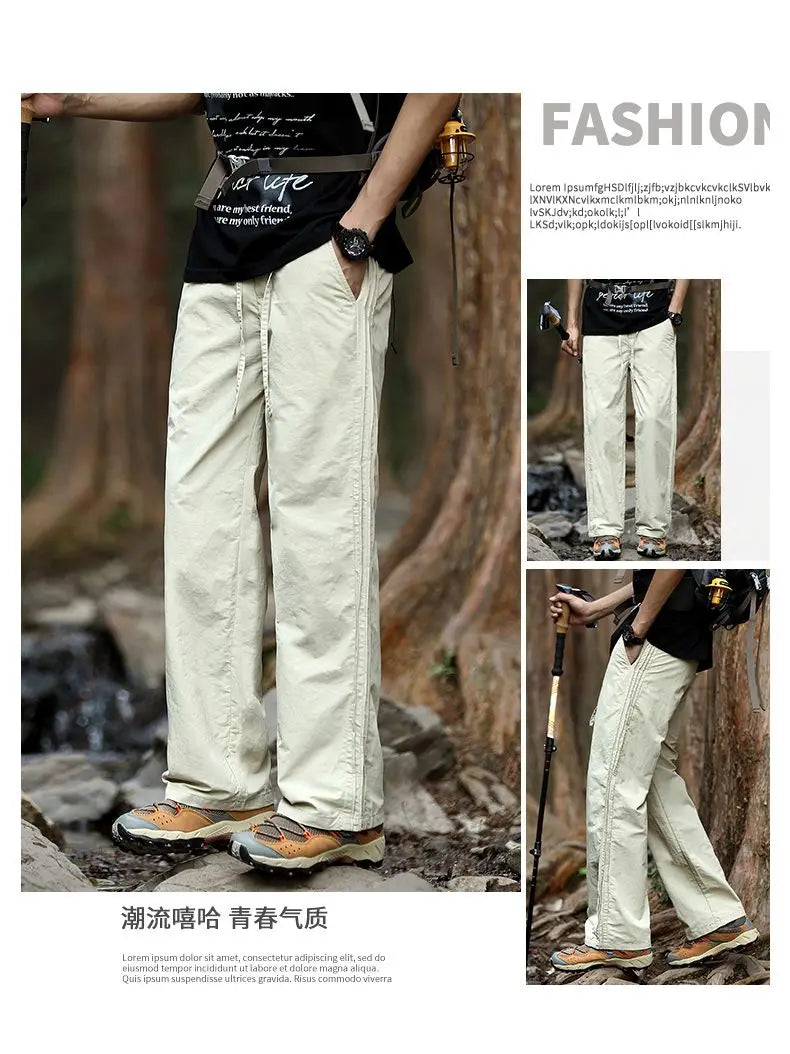 Men's Trousers 2025 Summe Fashion Thin Style Business Casual Pants Outdoor Stretch Breathable Straight Leg Loos Baggy Versatile