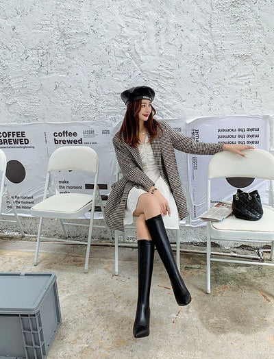 Women's Boots Elegant Heeled Long Footwear Winter Knee High Shaft Heels Shoes for Woman Pointed Toe Tassel Chic Fashion 2024 Hot