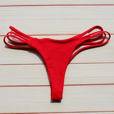 Sexy Bikini Thong Women Swimsuit Solid Hollow Out Low Waist Swimming Trunks Summer 2025 New Spice Girl Beach Vacation Bikinis