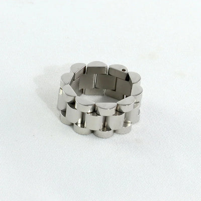 Luxury Never Fade 18K Gold Plated Bold Wide Thick Ring for Women Chunky Link Chain Stainless Steel Strap Finger Rings Jewelry
