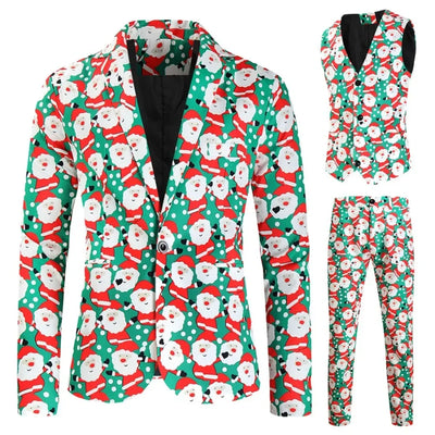 Men's Blazers Sets Rainbow Striped Print Blazers Jacket+Pants+Vest Man three Pieces Sets Prom Party Stage Singer Dancer Costumes