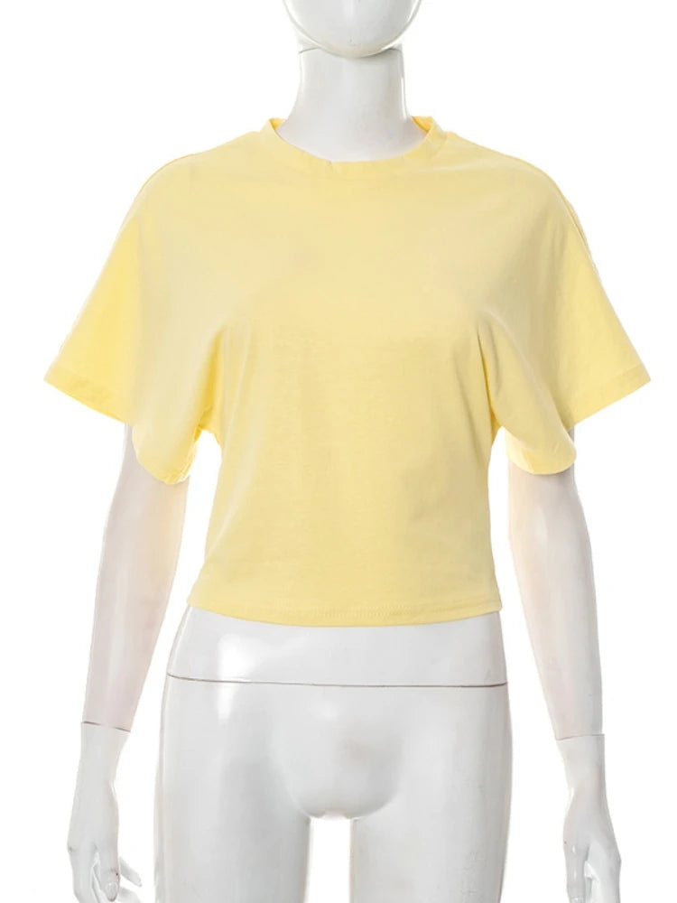Women's cotton t-shirt summer 2025 baggy crop top French style elegant blouses Sense of design Short sleeve tee casual y25tp031