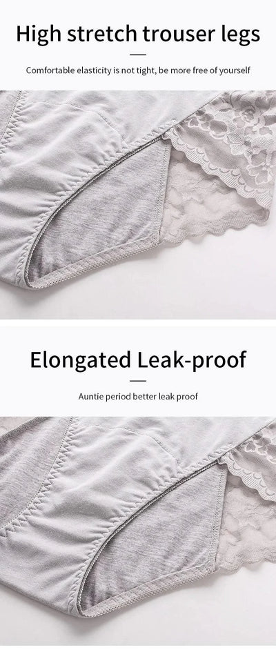 Women's Leak Proof Menstrual Panties lace Breathable SexysWaterproof Mid Waist Physiological Period Seamless  Underwear