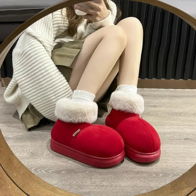 Kidmi Classic Fur Boots For Women Winter Boots Outdoor Fashion Ankle Long Boots For Women Padded Boots New Indoor Warm Fur Shoes