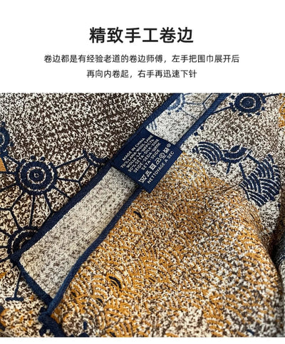 women's autumn and winter silk and wool dual purpose high-end scarves  large