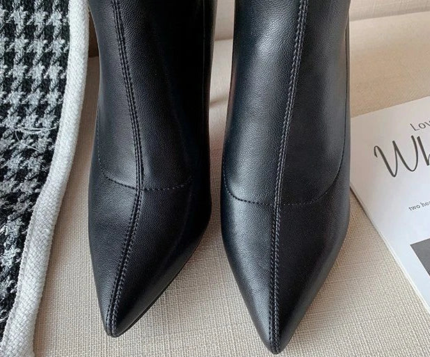 Women's Boots Elegant Heeled Long Footwear Winter Knee High Shaft Heels Shoes for Woman Pointed Toe Tassel Chic Fashion 2024 Hot