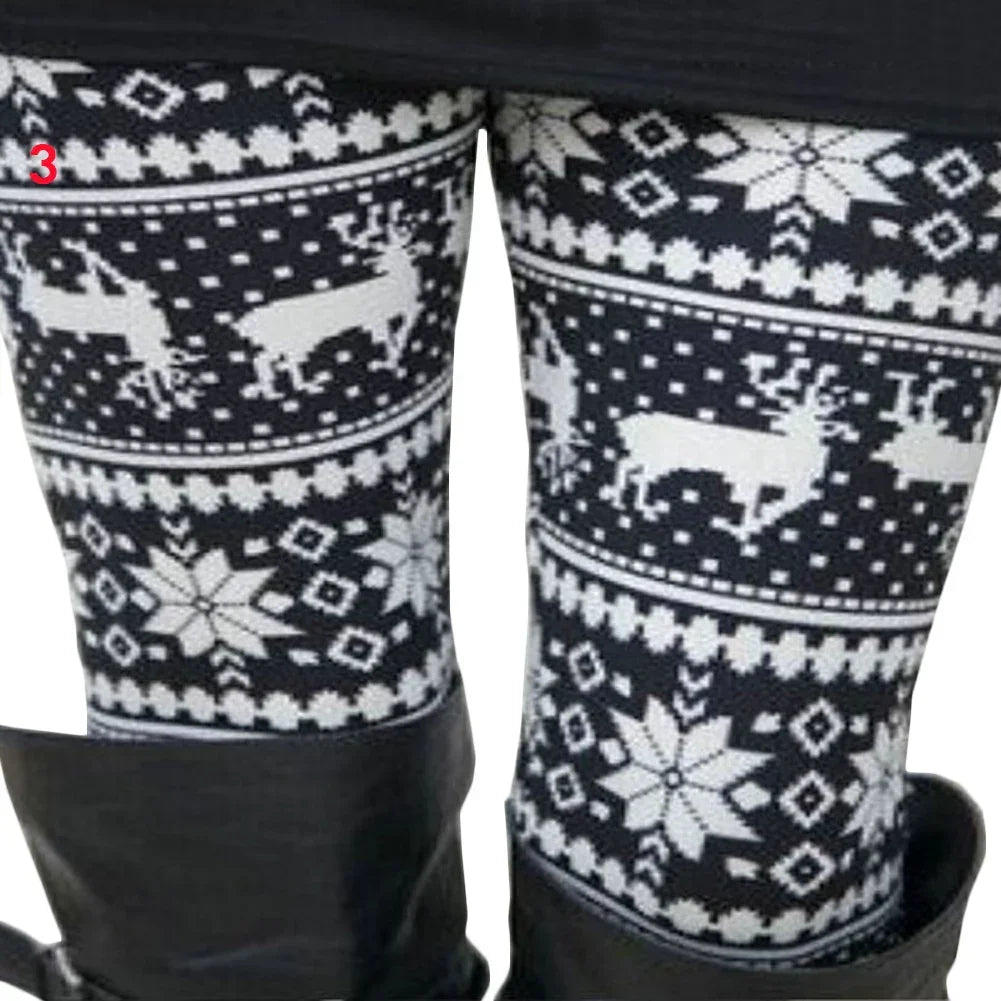 Christmas Leggings Women Tights Trouser High Waist Skinny Leggins Snowflake Elk Xmas Fitness Legging Lady Stretch Trousers Pants