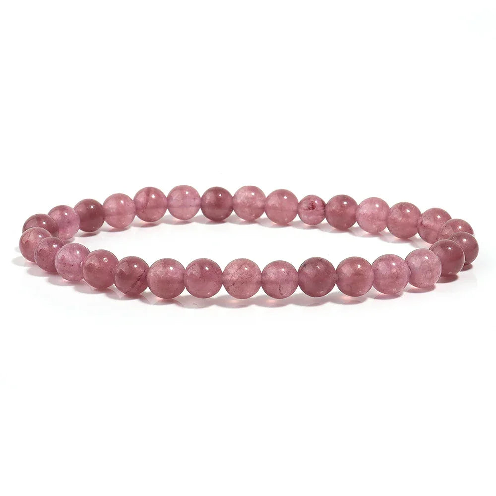 OAIITE Strawberry Crystal Quartz Bracelet Natural Stone Bead Bracelet Women Yoga Meditation Jewelry Beautiful Bracelet Gift