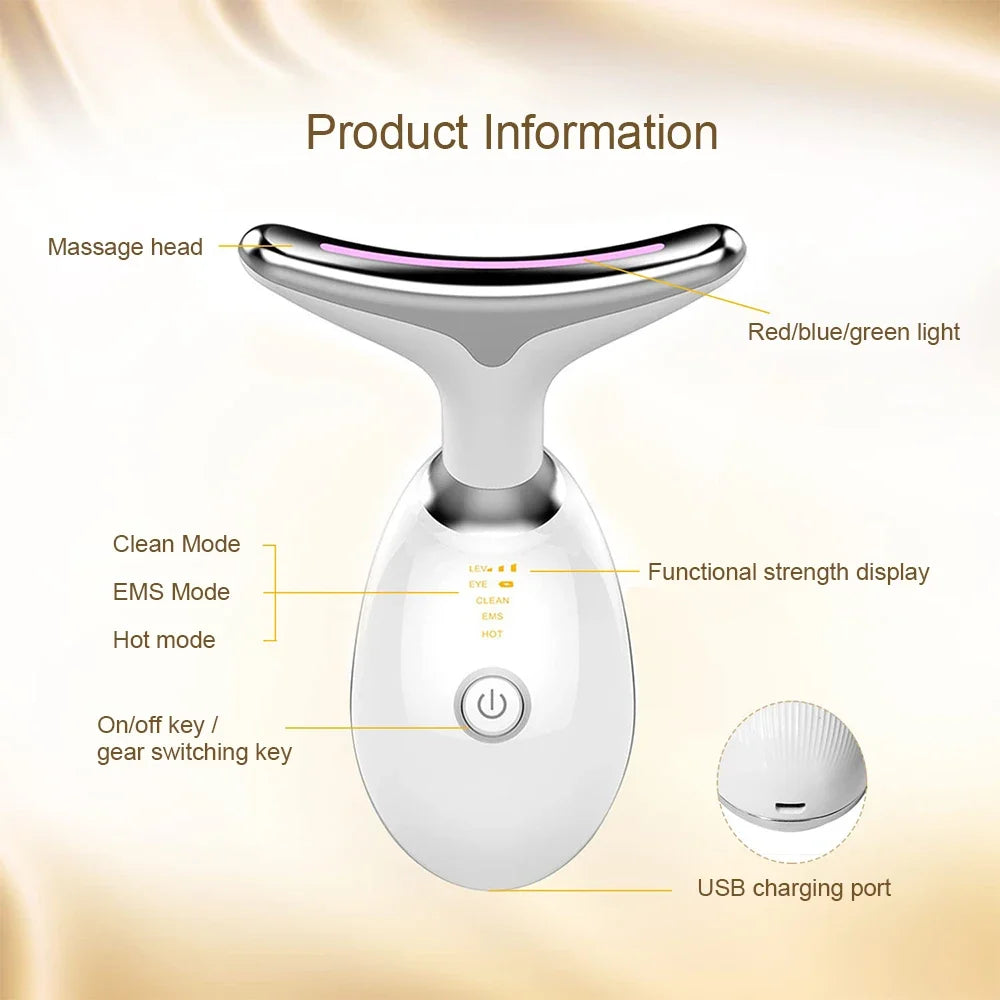 Neck Massager Multi-function to remove neck lines decree lines vibration hot beauty massager EMS electric neck instrument