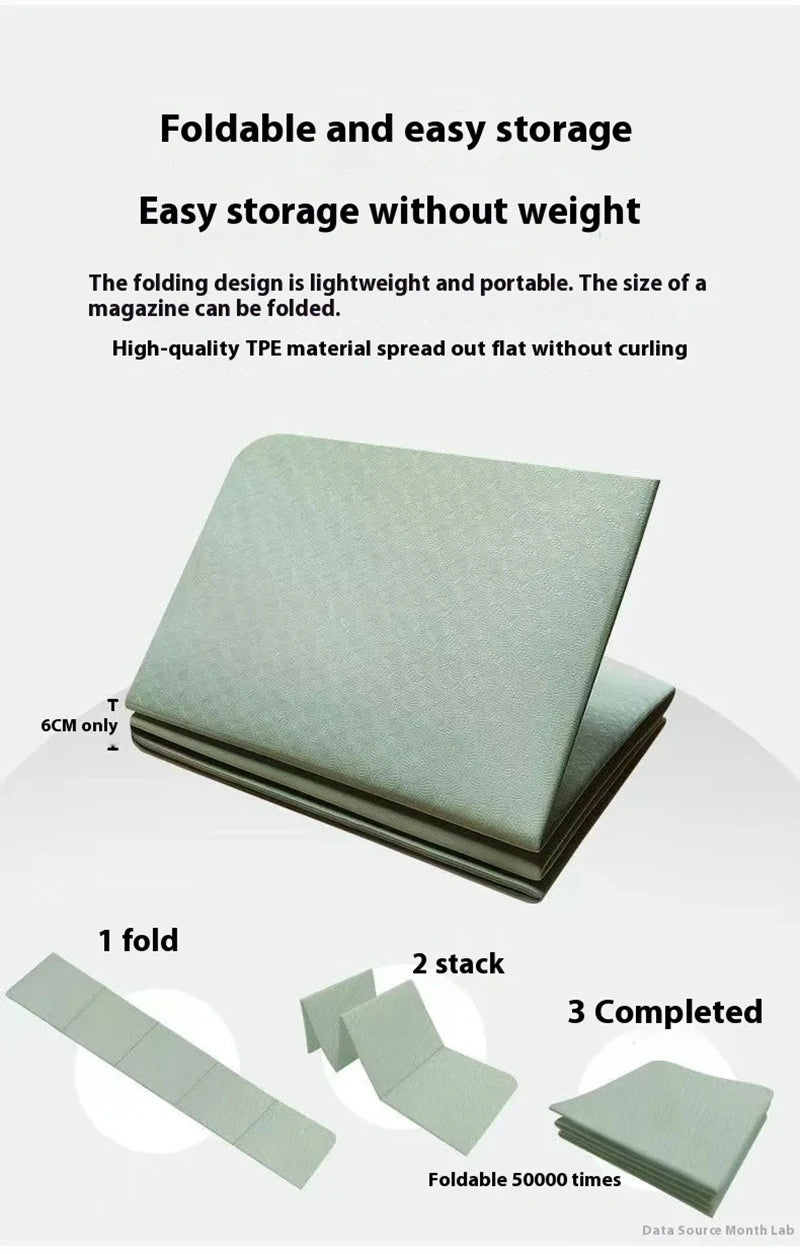 Folding Yoga Mat Non Slip, Eco Friendly Pilates Fitness Mats Anti-Tear Exercise Yoga Mat Outdoor Midday Rest Mat