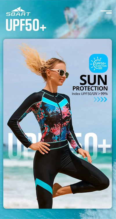 Women Thin Wetsuit Swimwear Female Long Snorkeling Diving Beach Swimsuit Jellyfish Sunscreen Elastic Zipper Swimsuit Rash Guard