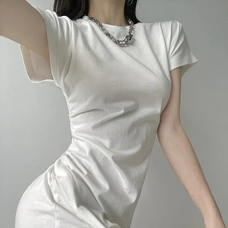 White Dresses for Women 2024 Woman Dress Clothes Midi X New in Chic and Elegant Pretty Cheap Casual Y2k Outfits Harajuku Cotton