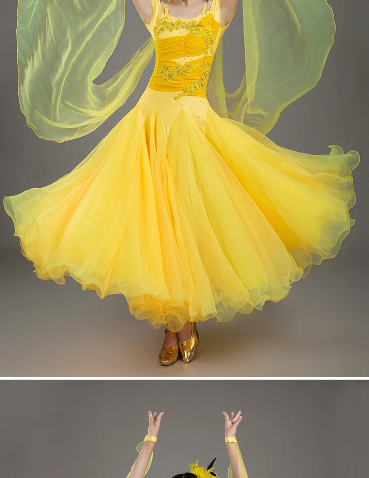 2025 Newest Woman Ballroom Dance Competition Dress Dance Ballroom Waltz Standard Dance Dress Women Ballroom Dress 009