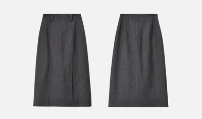 SENTUBILA Two Piece Skirt Sets Women Outfits 2025 Spring Office Ladies V Neck Grey Blazer Jackets Straight Slit Skirt 143Z56241