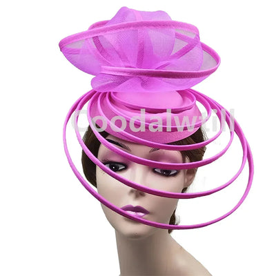 Royal Ascot Luxury Fascinator Hat Women Wedding Headpiece Mesh Hat Formal Event Pillbox Fascinator Hats Ladies Mariage Millinery
