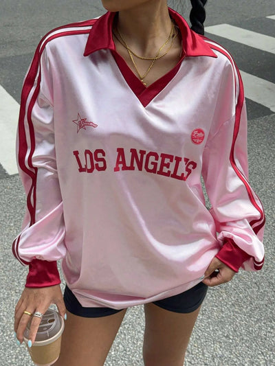 Sporty Activewear Number Printed T Shirt Casual Loose O-Neck Short Sleeve Tees Women 2025 Summer Fashion Streetwear Lady