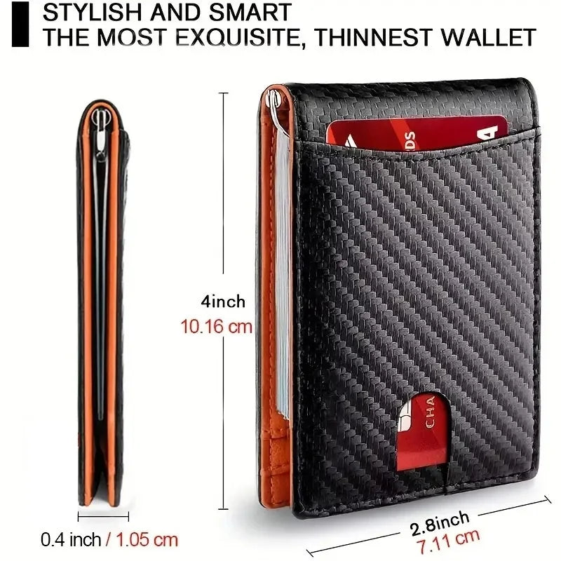 Slim Wallets for Men - Leather Money Clip Mens Wallet - RFID Blocking Front Pocket Bifold Wallet - Minimalist Credit Card Holder