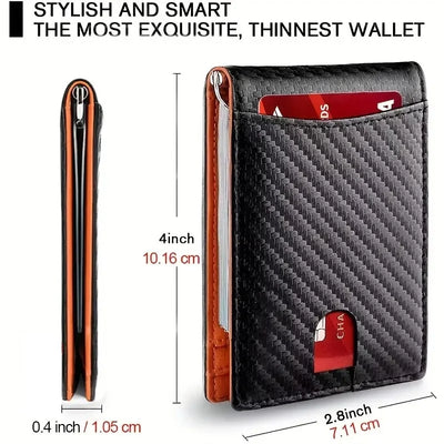 Slim Wallets for Men - Leather Money Clip Mens Wallet - RFID Blocking Front Pocket Bifold Wallet - Minimalist Credit Card Holder