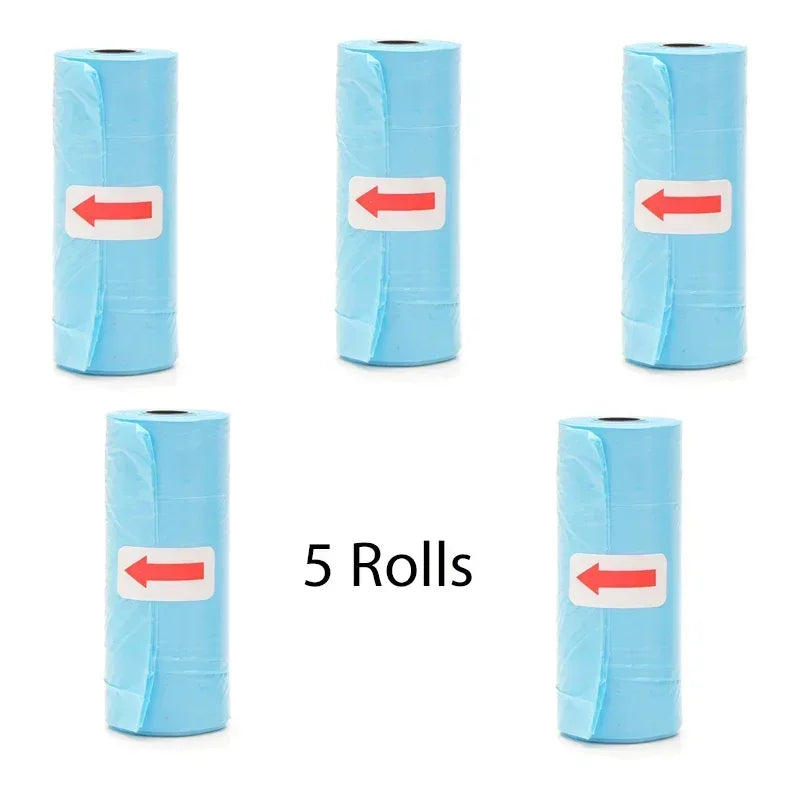 Disposable Pet Poop Bags Dog Poop Bag Bone Dispenser with Leash Clip Puppy Dog Products Supplies 5Roll(75Pcs) Bags