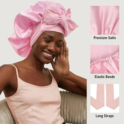 Satin Bonnet Silk Bonnet Adjustable Bonne For Sleeping Hair Bonnet With Tie Band Bonnets For Women Men