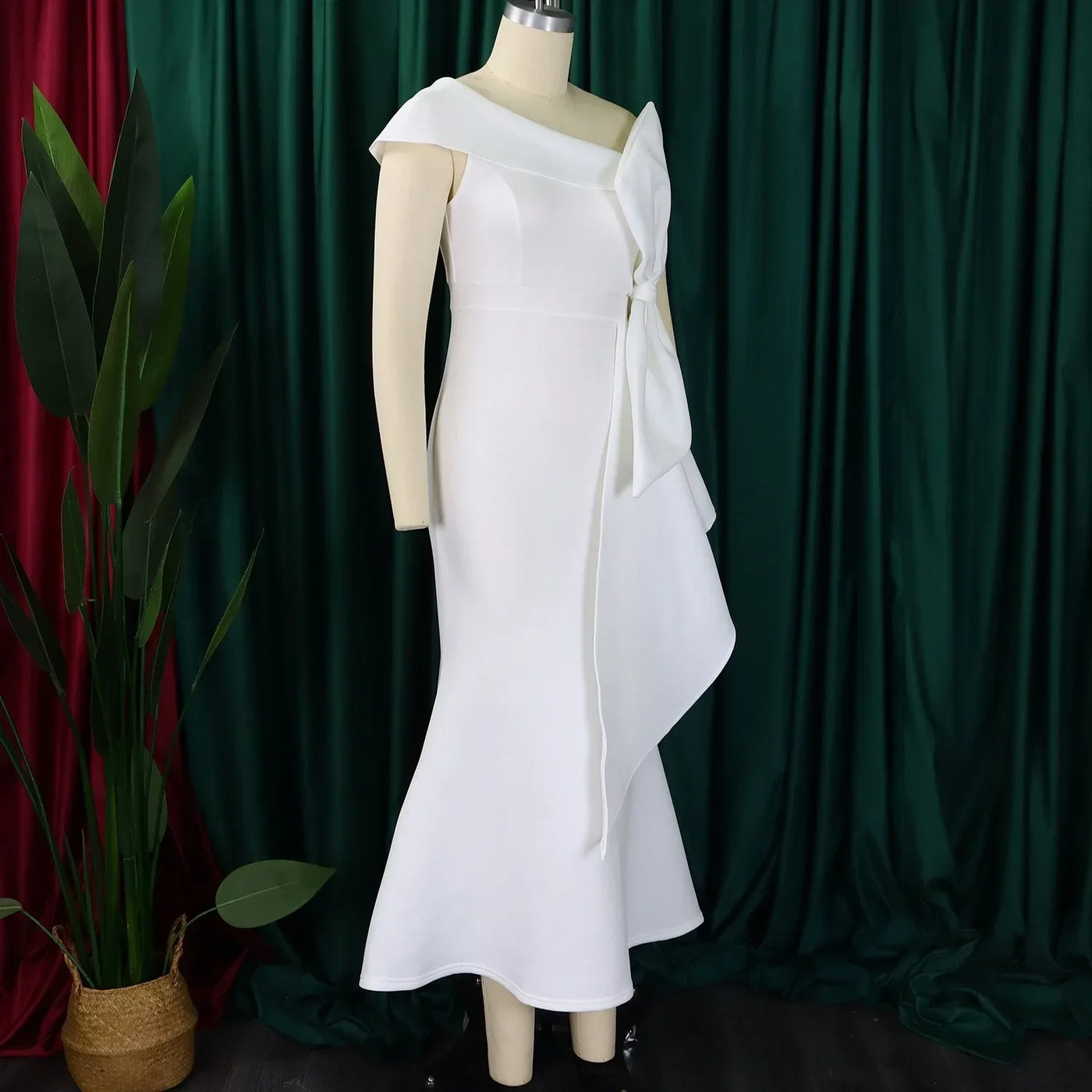 Elegant Dresses for Women 2024 New One Shoulder Ruffles Mermaid Floor Length Luxury Female Birthday Party Dinner Vestidos Mujer