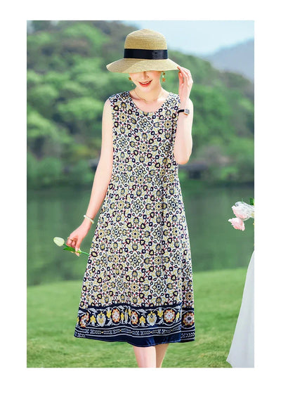 New 2024 Women Summer dresses print  Women  sleeveless Boho Beach Dress Vintage  Dresses  Sundress Beach Dress Tunic  Vestidos