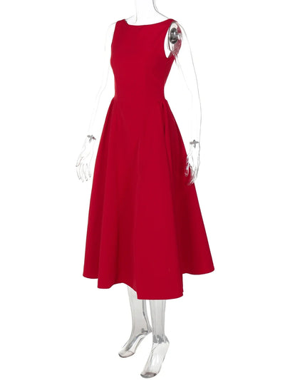 Dulzura Sexy Elegant Midi Dress Backless Solid Ruched Women Luxury Dresses Lady Evening Party Birthday Club Summer Y2K Clothes