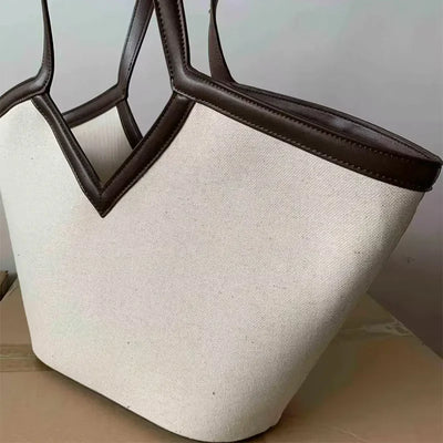 Fashion Brand Designer Tote Bags Light Luxury High-end V-shaped Handbag Simple Versatile Canvas Bag Large Capacity Shoulder Bags