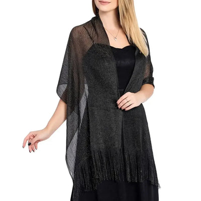 Elegant Evening Dresses Shawls Female Golden Silvery Wire Tassels Bridal Bridesmaid Party Wedding Temperament Accessories Scarf
