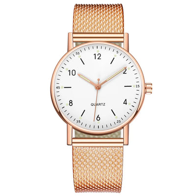 Women'S High-End Quartz Watch Casual Non-Waterproof Stainless Steel Luminous Dial Leather Steel Ladies Watch Luxury Fashion