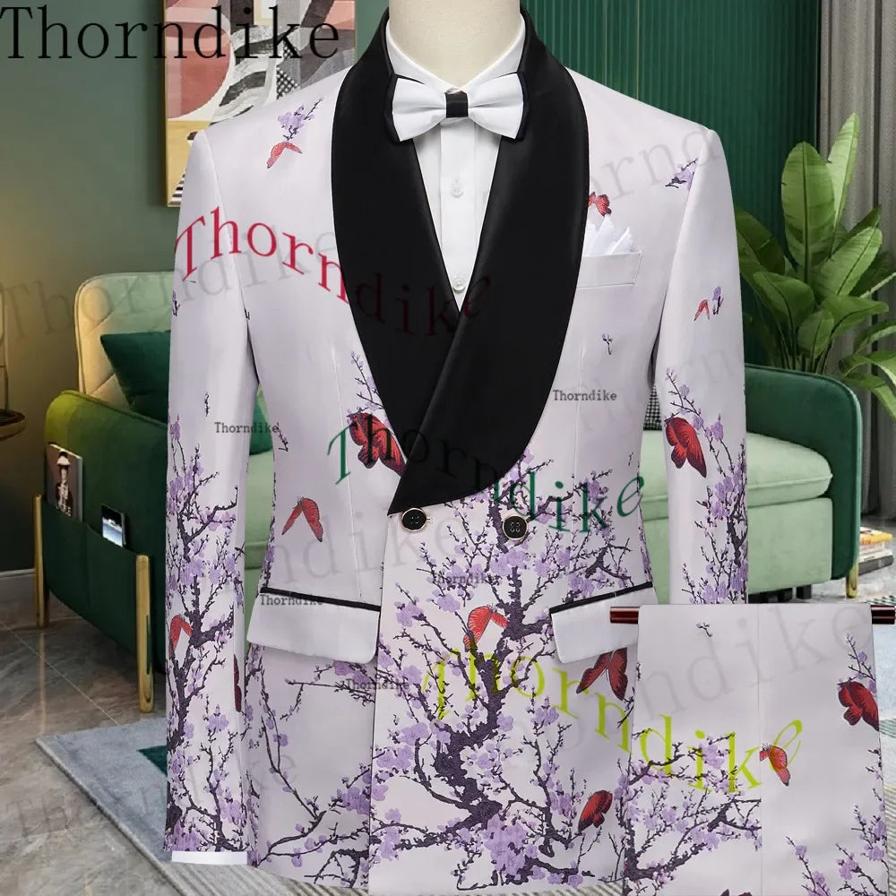 Thorndike Hot Sell Khaki Plaid Custom Made Classic Groom Tuxedo Groomsmen Best Man Suit Wedding Men's Blazer+Vest+Pants Costume