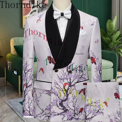 Thorndike Hot Sell Khaki Plaid Custom Made Classic Groom Tuxedo Groomsmen Best Man Suit Wedding Men's Blazer+Vest+Pants Costume