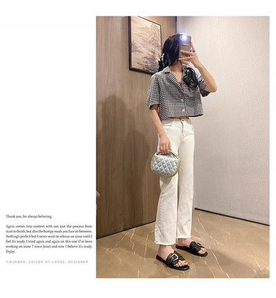 Summer Women Slippers Leather Square Toe Women Flats Flip Flops Designer Ladies Slides Sandals Women Shoes Luxury Sandals